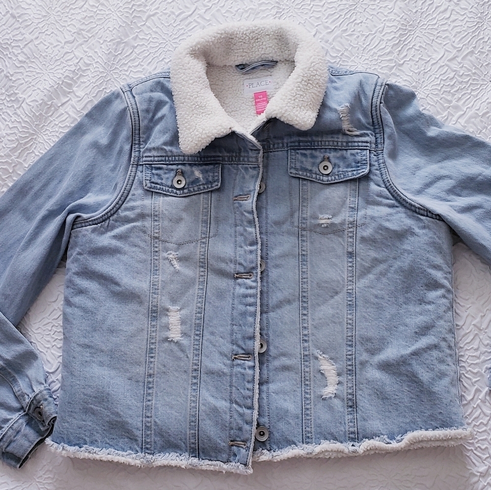 GIRL'S CHILDREN'S PLACE LINED DENIM JACKET SIZE 16 XXL